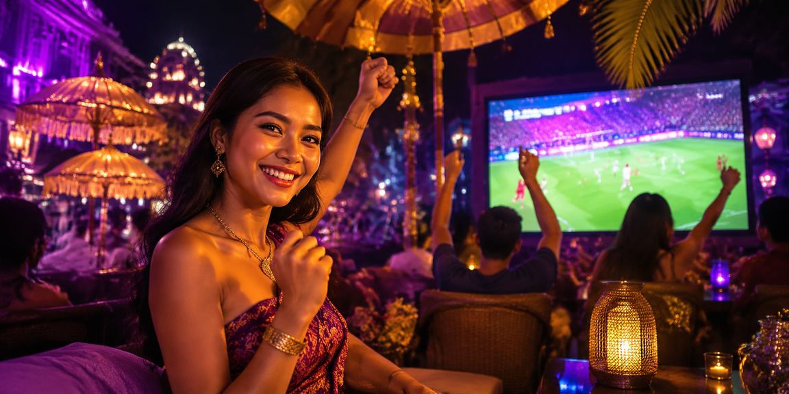 Tampilan bonus VIP dengan efek neon mencolok pada platform kasino digital
